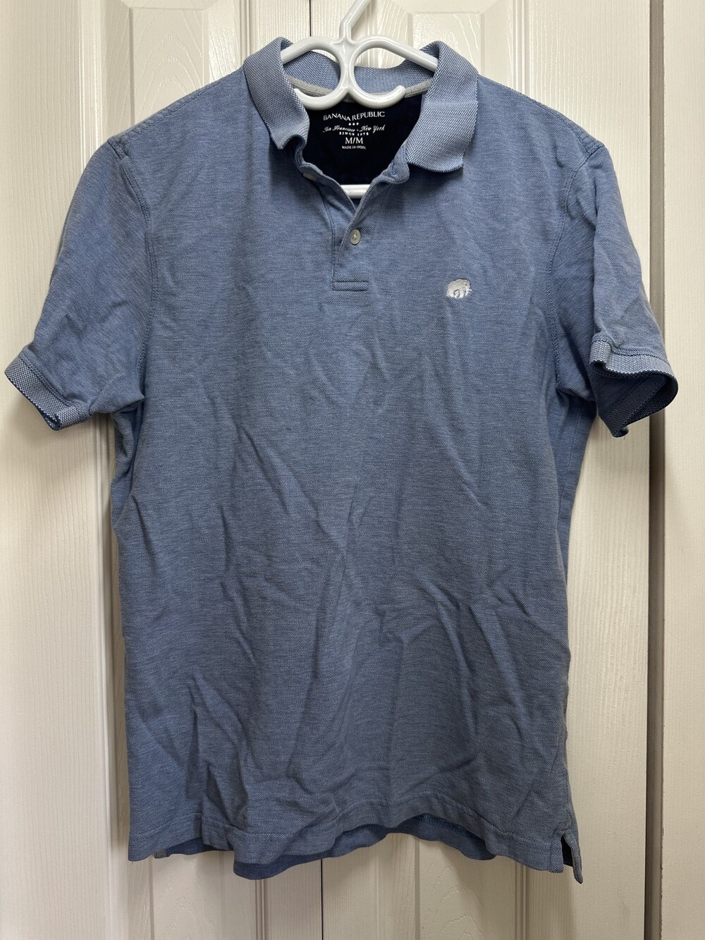 Banana Republic Men's Pique Polo Shirt in Chambray Blue #42